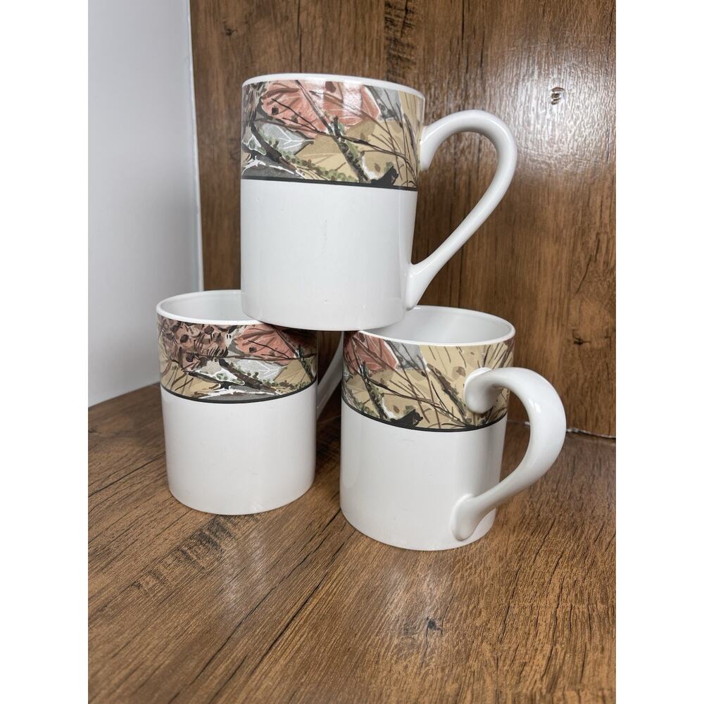 Corelle Coordinates Woodland Leaves Stoneware Set Of 3 Coffee Mugs